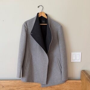 THEORY Naomo Women's Gray Asymmetrical Wool & Cashmere Blend Jacket Size L